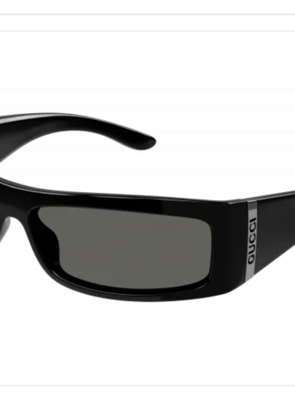 Gucci Black Rectangular Sunglasses with Dark Gray Lenses